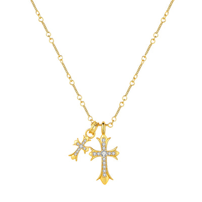 Golden Double Cross Necklace